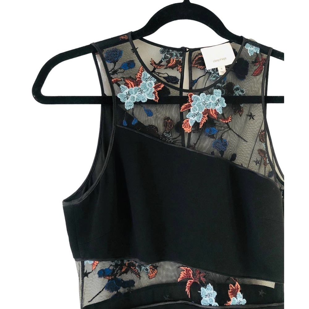 5 a 7 Cinq a Sept Aquarius Designer Embroidered Mesh Ruffle Hem Dress $450 Sz 6 - Picture 9 of 16